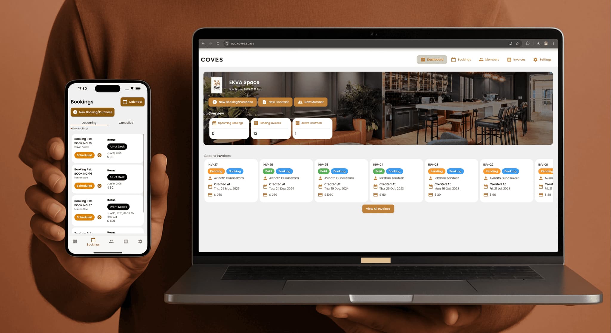 Coves app screens
